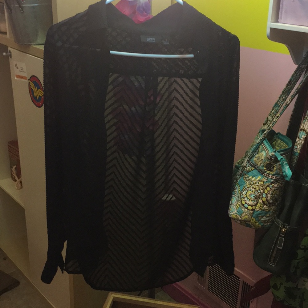 Sheer Button-down Dress Shirt